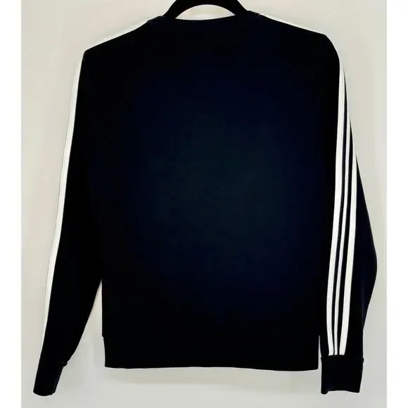 Adidas Sweatshirt Sporty Athletic Black with White Stripe Size XS - Picture 2 of 5
